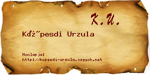 Köpesdi Urzula névjegykártya